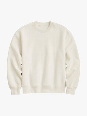 REFORMATION | 100% COTTON "EMMA" CLASSIC CREWNECK SWEATSHIRT IN FIOR DI LATTE